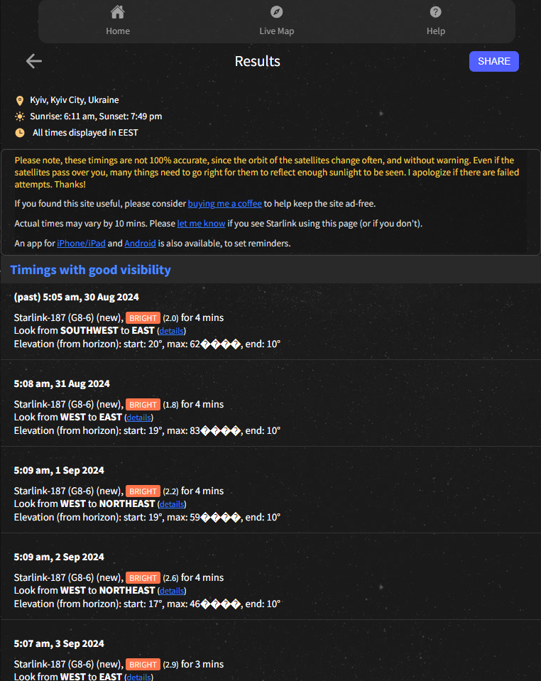 "Поїзд" Ілона Маска онлайн. 5 додатків, які допоможуть побачити супутники Starlink в небі